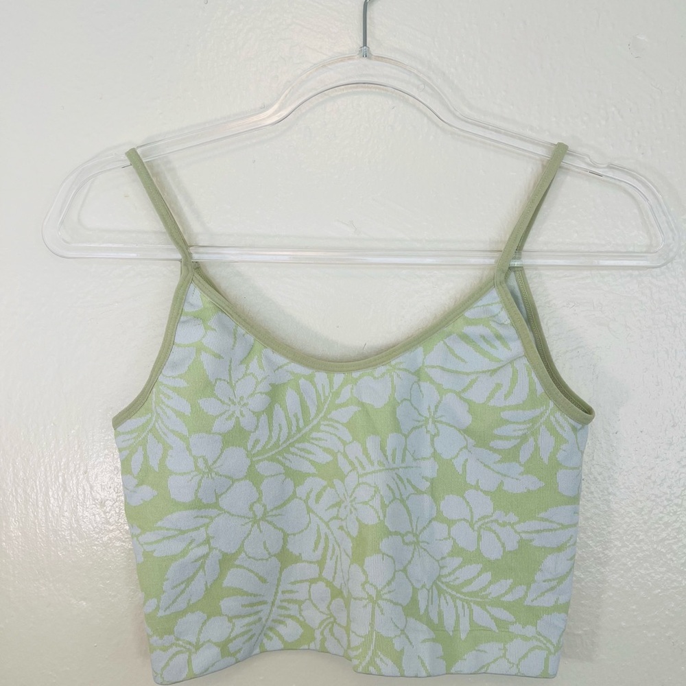 Floral Green Crop Top